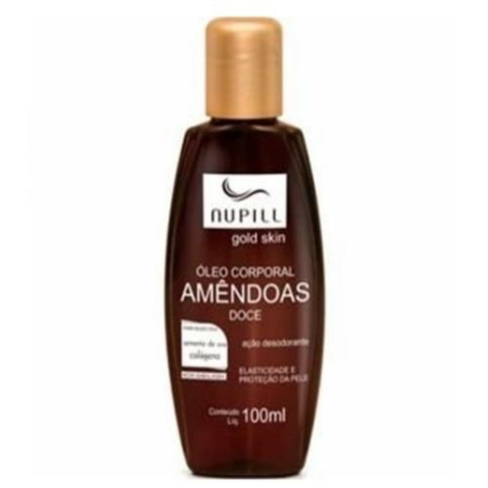 Óleo de amêndoas com semente de uva e colágeno nupill gold skin 100ml
