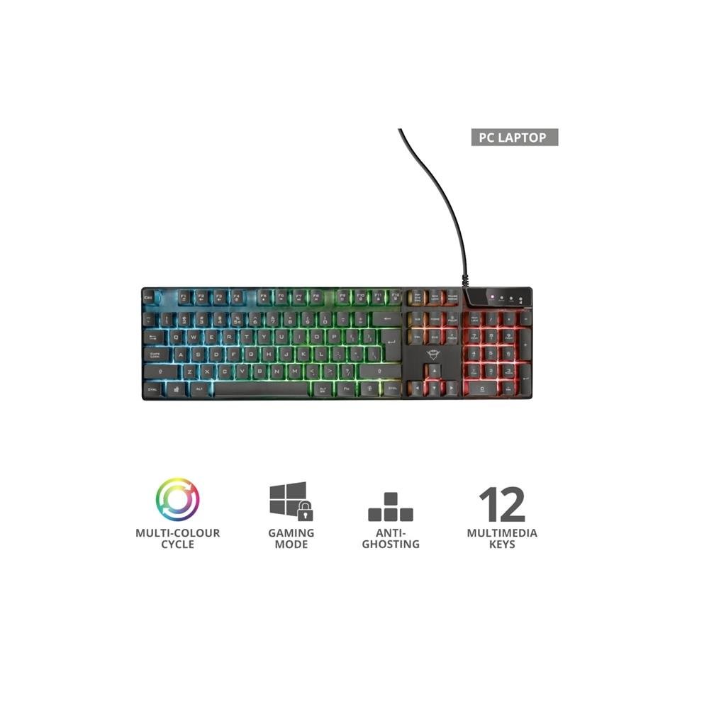Teclado Gamer Trust GXT 835 Azor Iluminado Rainbow
