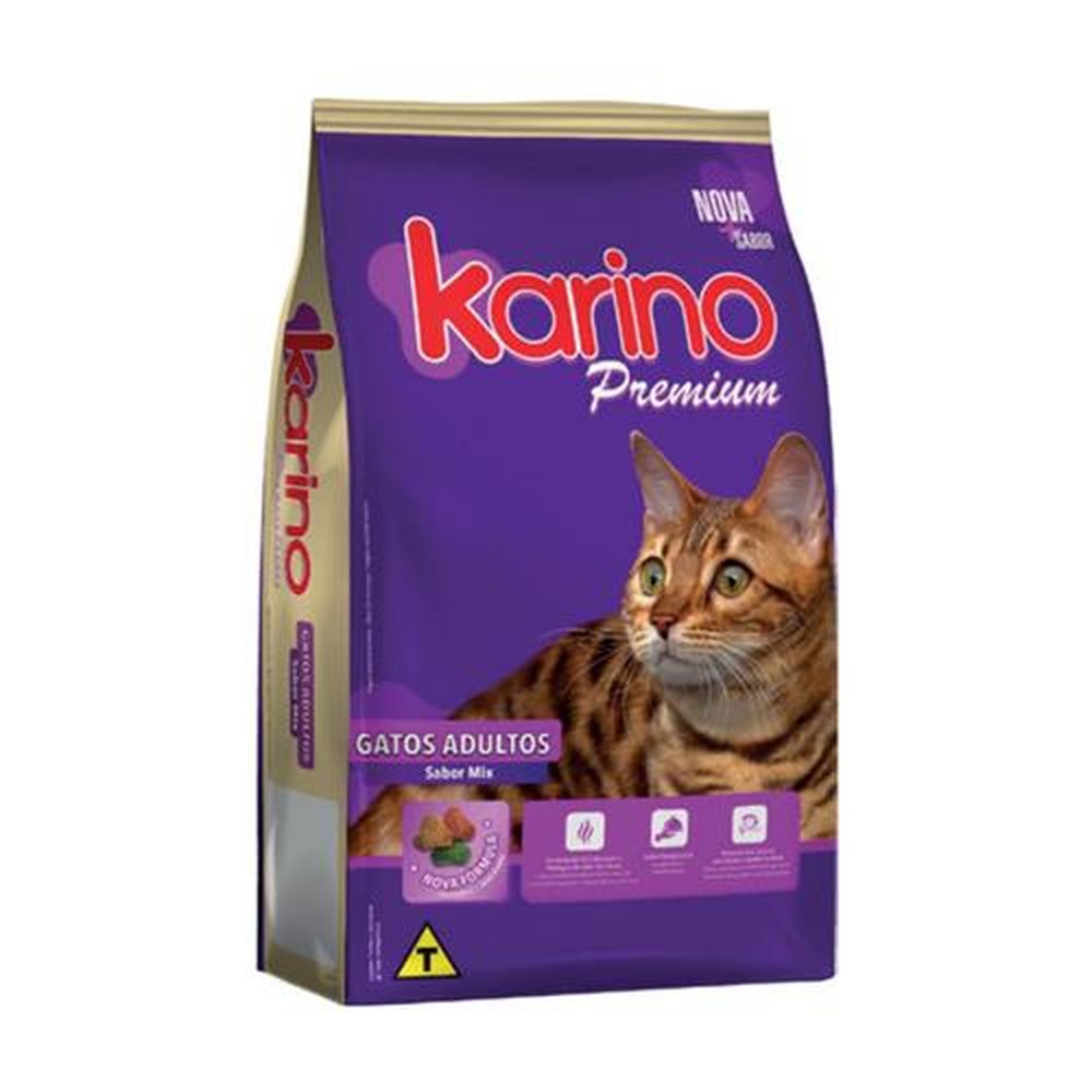 Racao gato karino prem adul sab mix 25kg