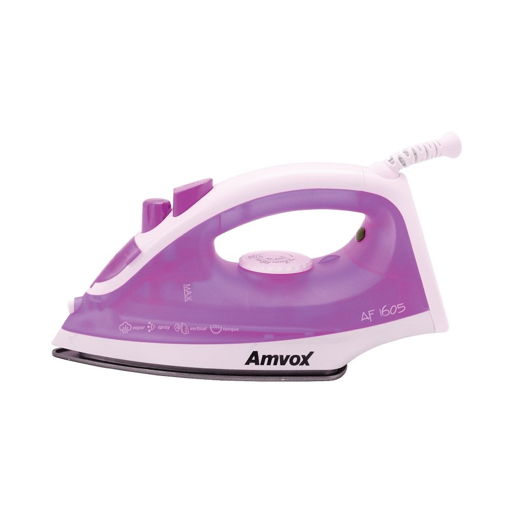 Ferro de Passar Roupa Amvox Seco e a Vapor Base Antiaderente Spray 1200W AF 1605 Lilás 110V