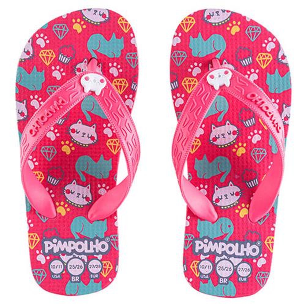 Kit Sandália Praiana Kids Vermelho Gatinho Feminino Pimpolho 12 pares - Numeração 24 a 32