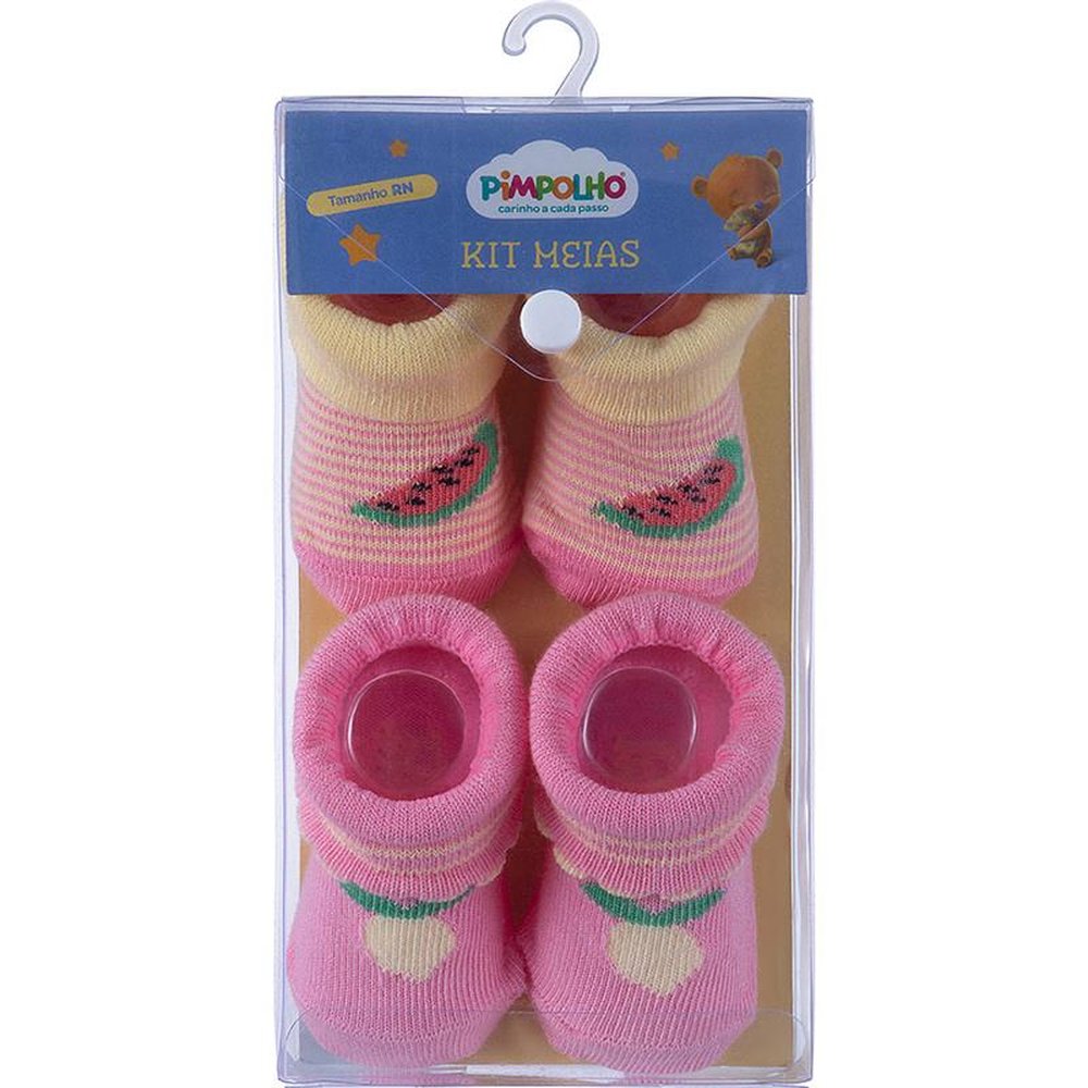 Pack Com 12 Kit Meia Infantil Com 2 Pares RN Feminino Pimpolho