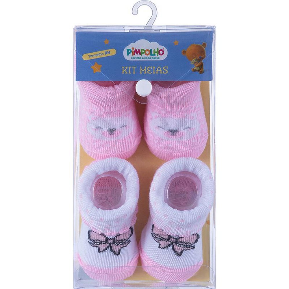 Pack Com 12 Kit Meia Infantil Com 2 Pares RN Feminino Pimpolho