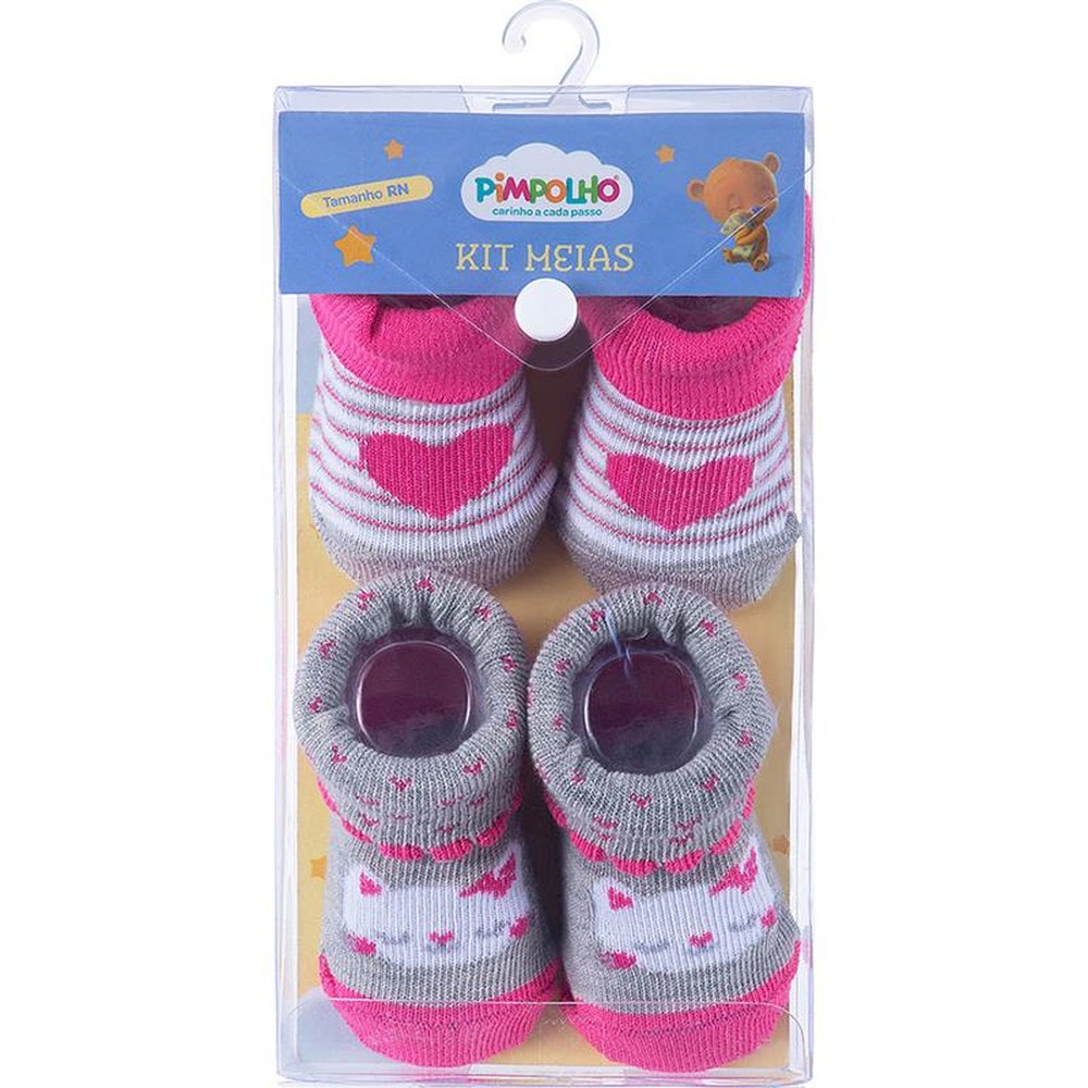 Pack Com 12 Kit Meia Infantil Com 2 Pares RN Feminino Pimpolho