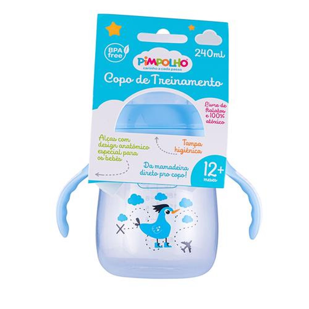 Kit Copo De Treinamento 240 Ml 12 Meses+ Masculino Pimpolho Com 6 Unidades.