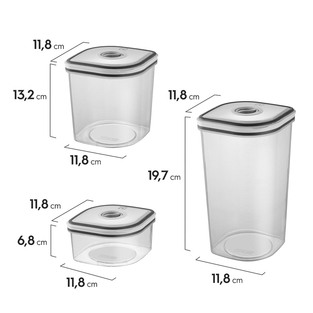 Conjunto de Potes Herméticos Electrolux Quadrado, Cinza, 8 Peças