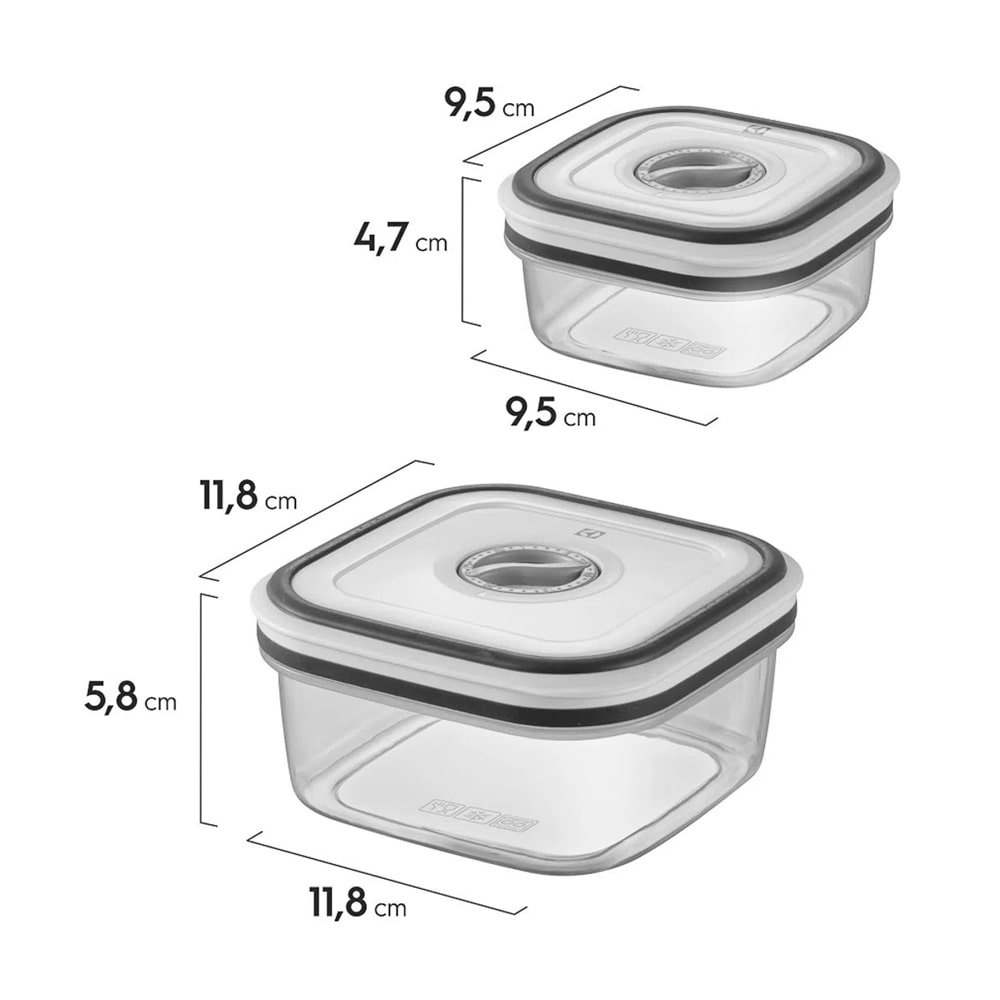 Conjunto de Potes Herméticos Electrolux Quadrado, Cinza, 8 Peças