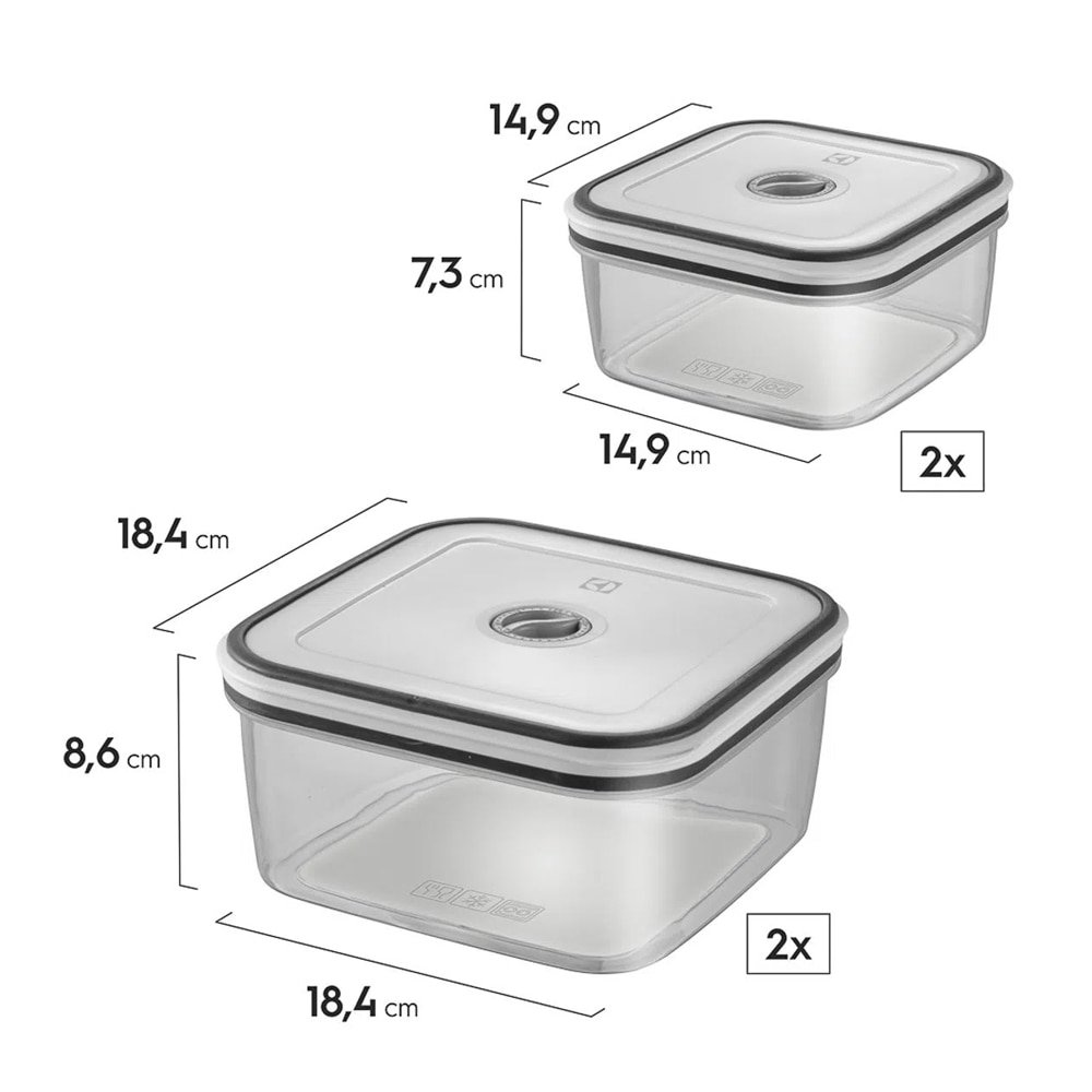 Conjunto de Potes Herméticos Electrolux Quadrado, Transparente, 12 Peças