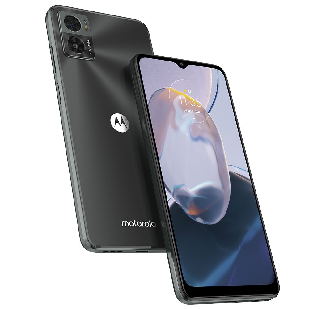 Smartphone Motorola Moto E22, Grafite, Tela de 6.5" - 4G+Wi-Fi, Android 12 e Câm. Tras. 16+2MP, Câm. Frontal 5MP, 32GB
