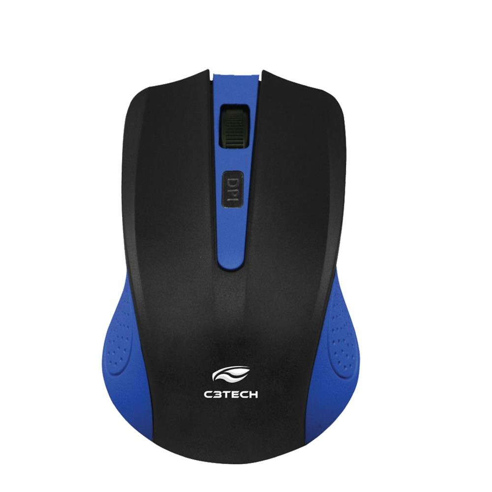 Mouse Sem Fio C3tech Rc Nano M-W20bl, 1000 Dpi, 4 Botões, Azul E Preto
