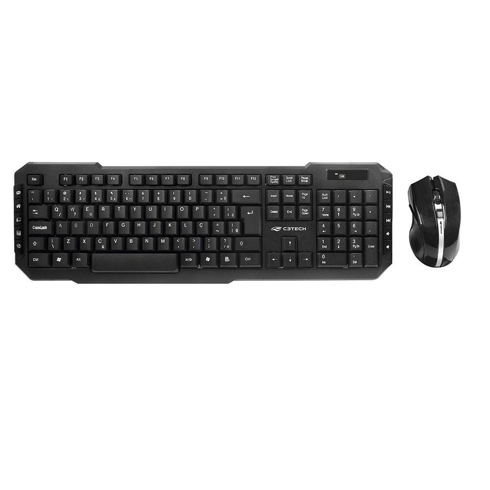 Kit Teclado e Mouse Sem Fio C3Tech K-W40BK Preto