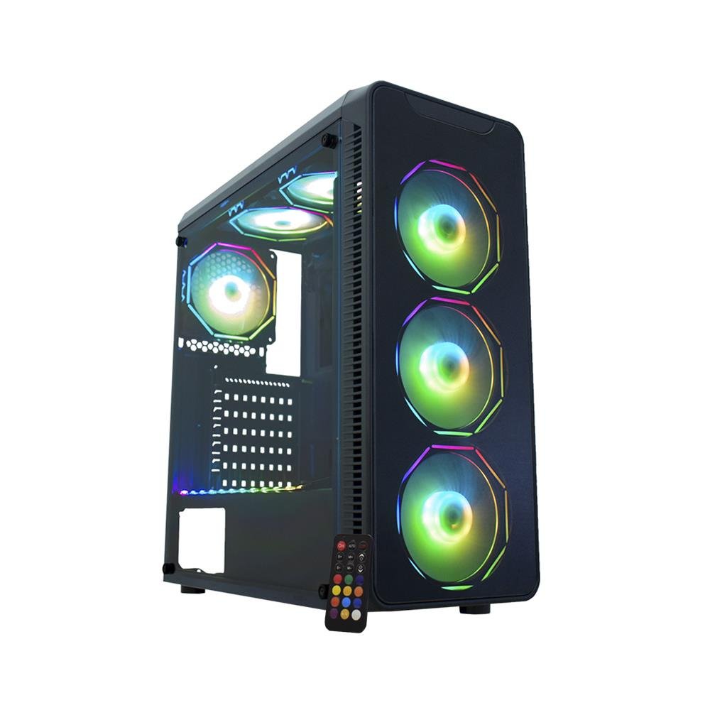 Gabinete Gamer K-mex Cg-08g8 Infinity Polygon Argb C/ Fans Preto - Cg08g8rh003cb0x