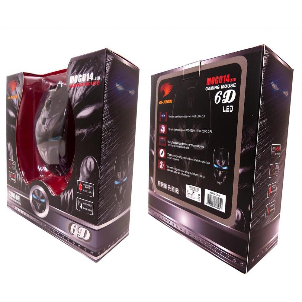 Mouse Gamer G-fire Mog014lglb Usb Pto Dpi 800/1200/1600/2800 Dpi