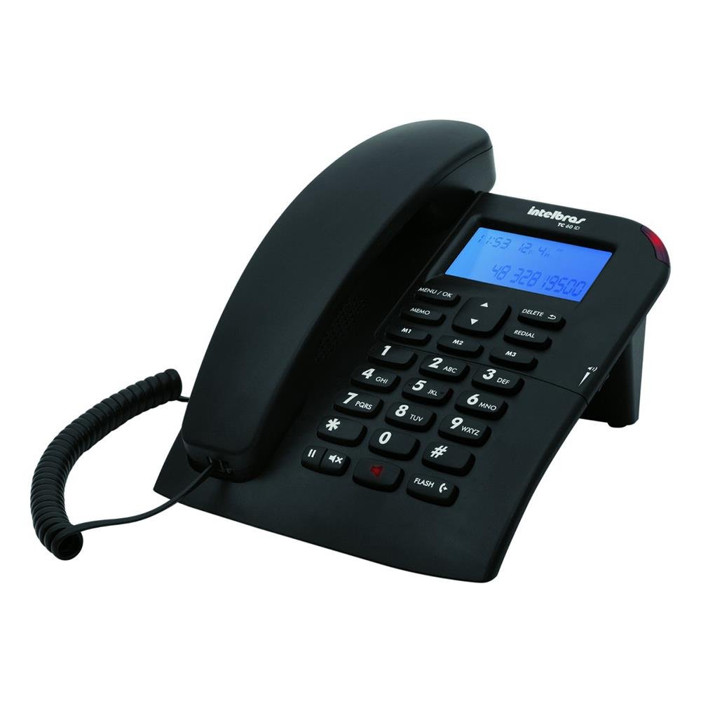 Telefone Com Fio E Identificador De Chamadas Tc60id Preto, Modelo 4000074, Intelbras