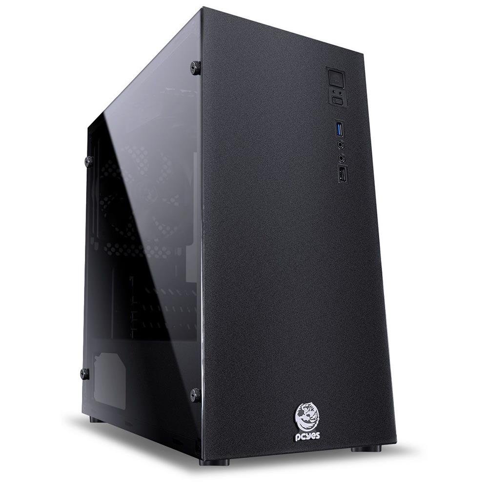 Gabinete Gamer Pcyes Terra Lateral Acrilico Com Fan Sem Fonte Preto