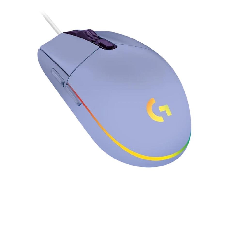 Mouse Gamer Logitech G203, DPI 8000, 6 botões programaveis, Cabo 2.1m, Lightsync, RGB, Lilas