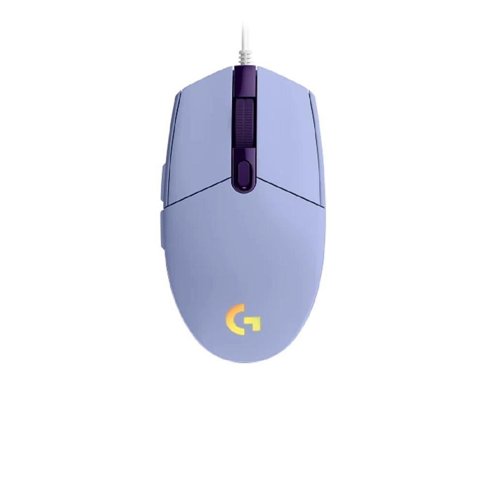 Mouse Gamer Logitech G203, DPI 8000, 6 botões programaveis, Cabo 2.1m, Lightsync, RGB, Lilas