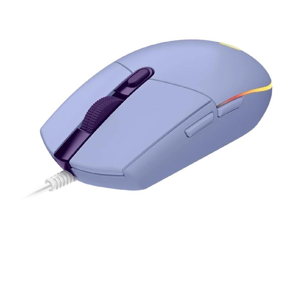 Mouse Gamer Logitech G203, DPI 8000, 6 botões programaveis, Cabo 2.1m, Lightsync, RGB, Lilas