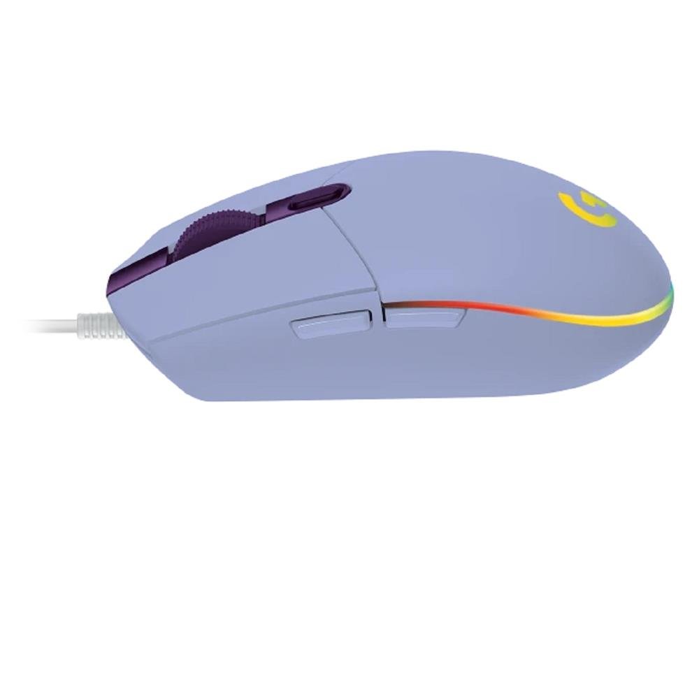 Mouse Gamer Logitech G203, DPI 8000, 6 botões programaveis, Cabo 2.1m, Lightsync, RGB, Lilas