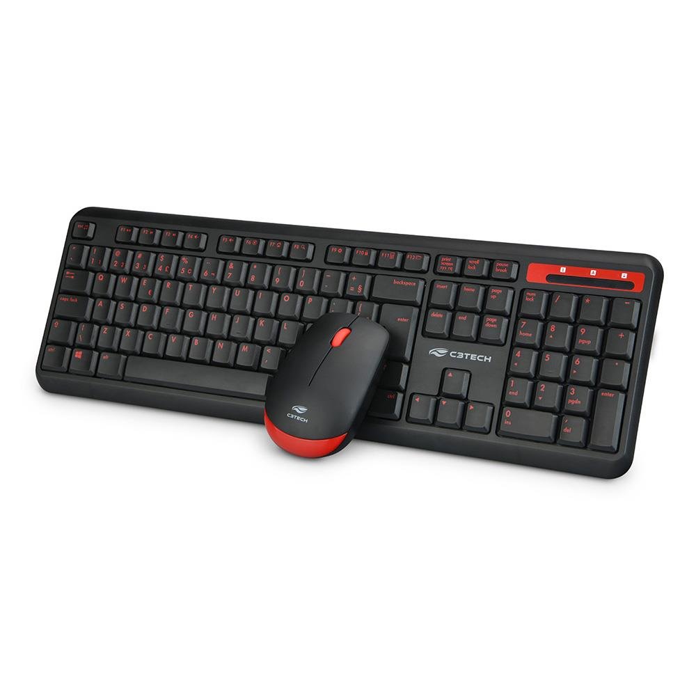 Kit Mouse E Teclado C3tech Sem Fio Pto - K-w100bk