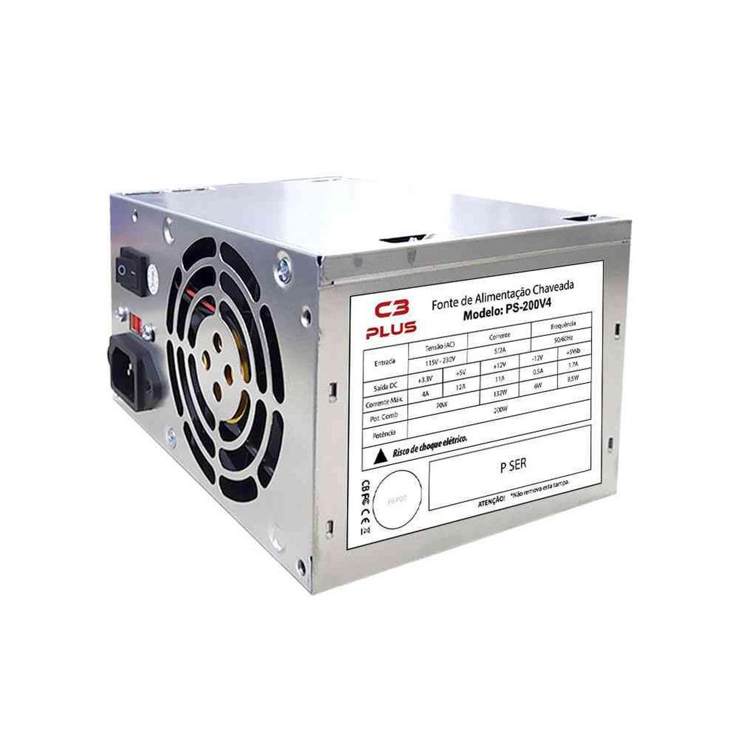 Fonte C3tech Atx 200W Ps-200V4 Sem Cabo