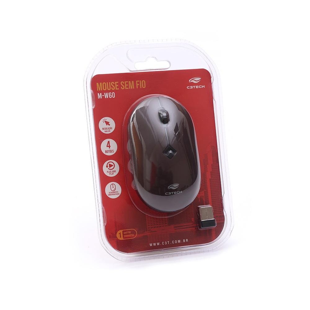 Mouse C3tech Sem Fio Rc Nano Vermelho -m-w60rd