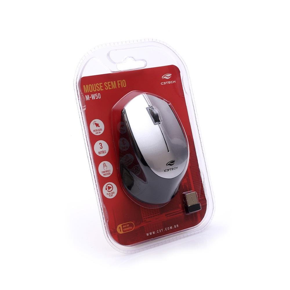 Mouse C3tech Sem Fio Rc Nano Prata - M-w50si
