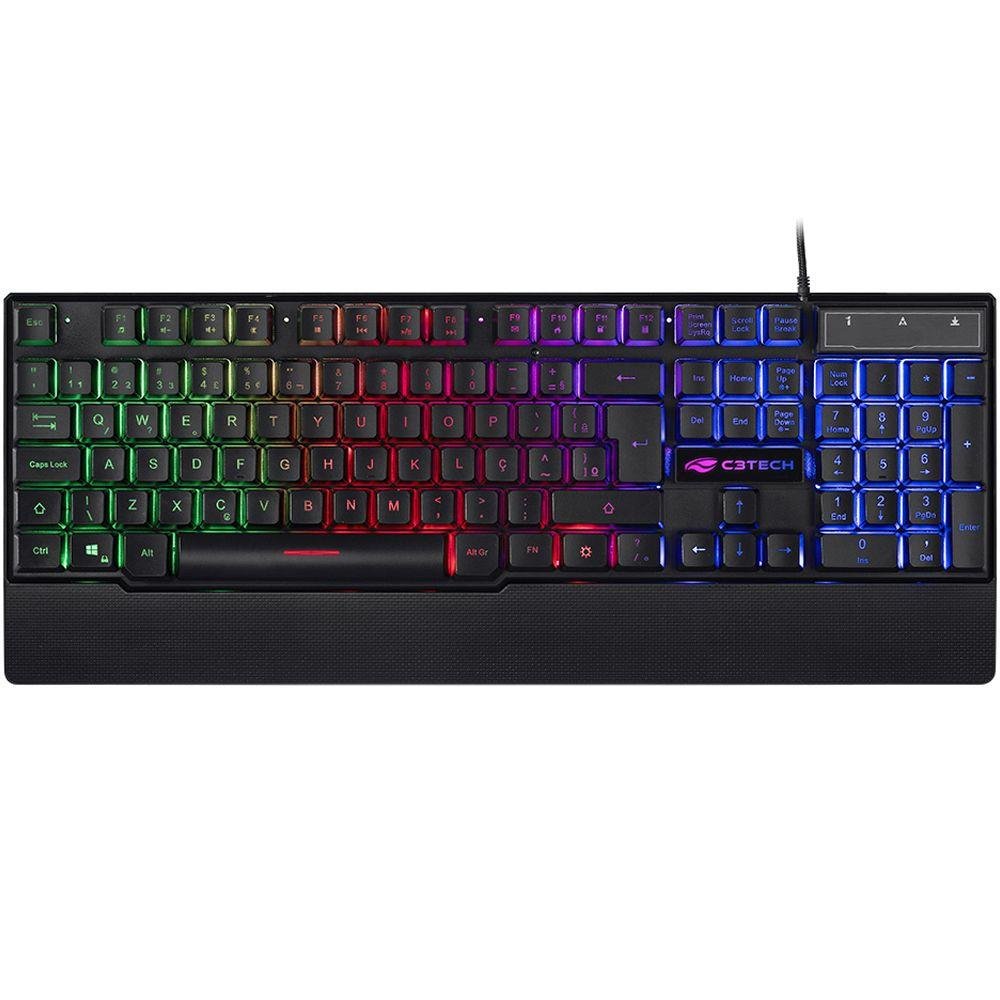 Teclado Gamer C3Tech, RGB, Preto, USB, ABNT2, KG-60BK