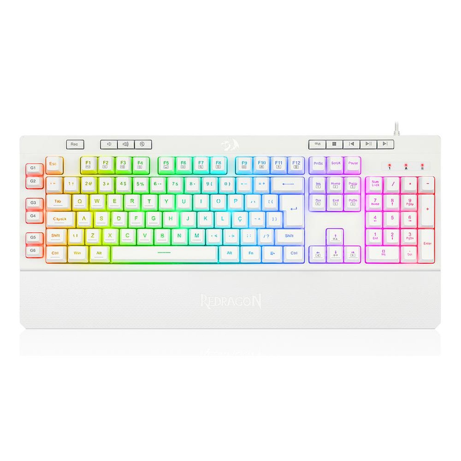 Teclado gamer membrana regragon shiva rgb branco - k512w-rgb