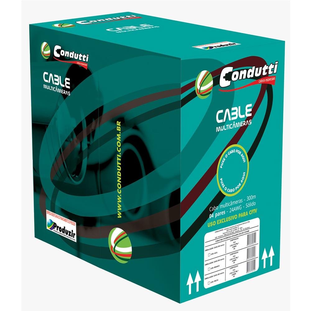Cabo Cabo Multicameras 4p Cftv Preto Cx0300m 6104 Condutti