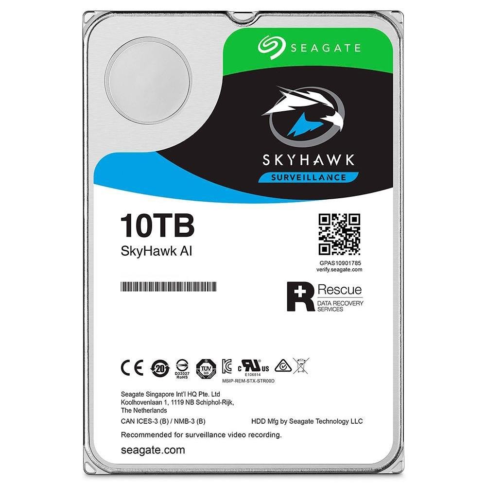 Hd Seagate Surveillance Skyhawk Ai 10tb 3,5" Cache 256mb 7200rpm Sata St10000ve0008