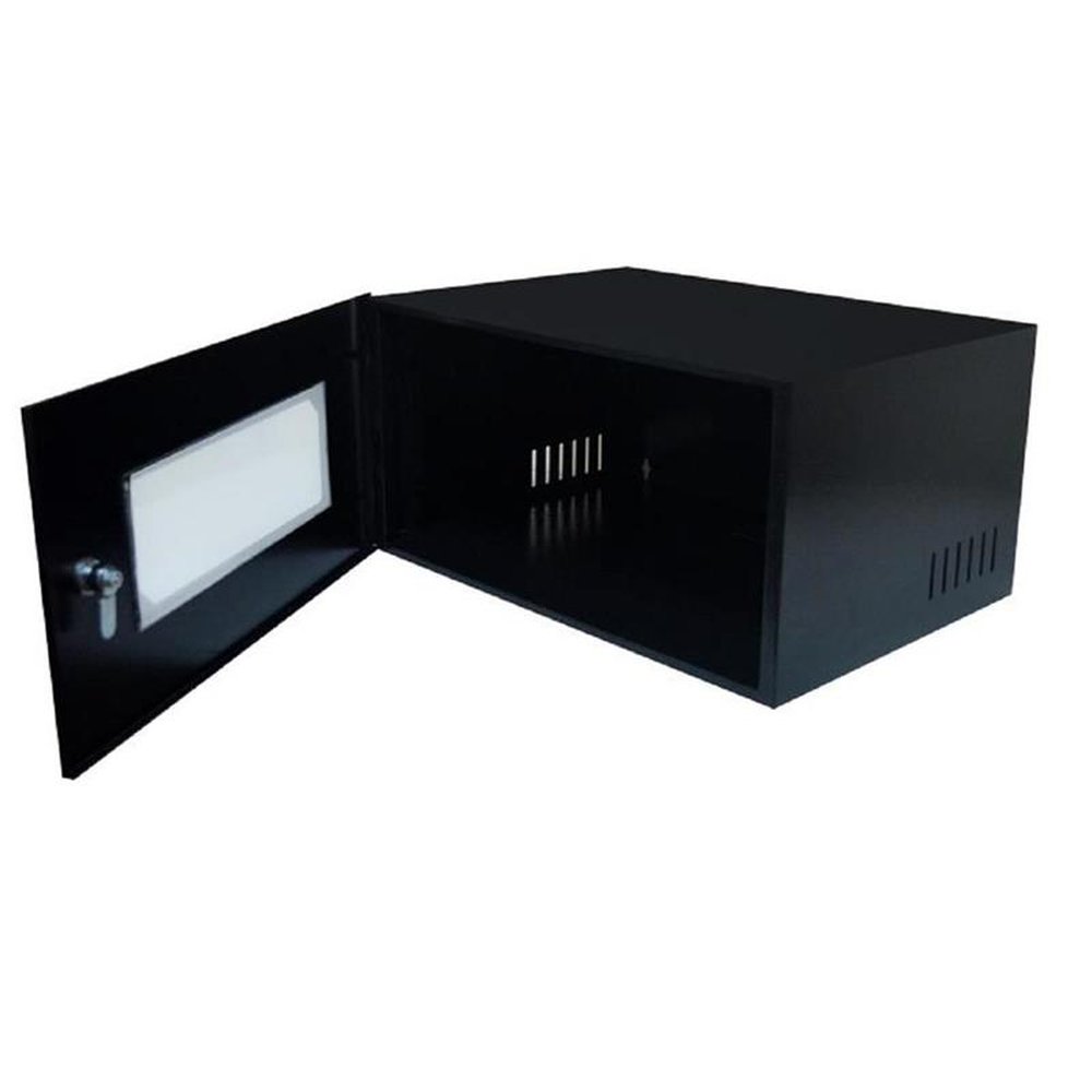 Mini Rack Max Eletron 19 Pol 5u X 350mm Acrilico Preto C/ 02 Chaves - 4756 (montado)