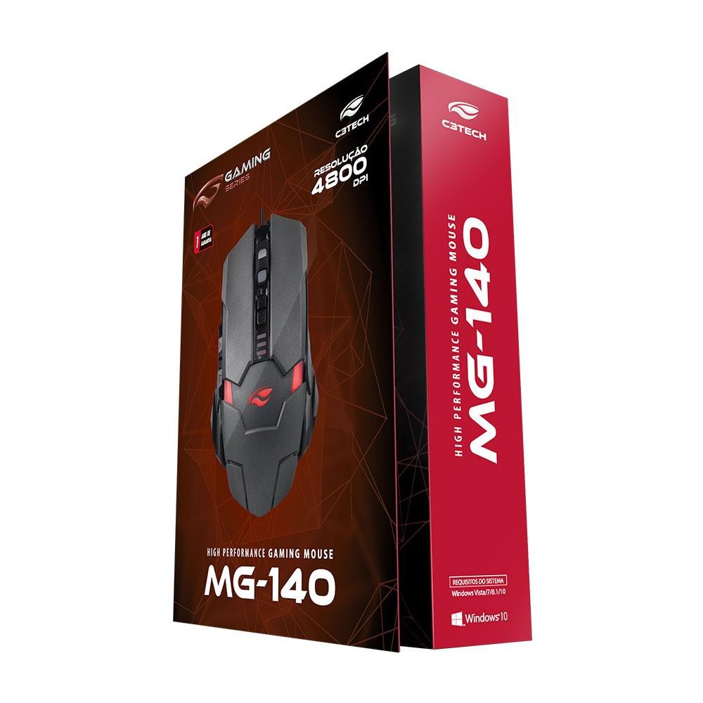 Mouse Gamer C3Tech MG-140CB, USB 2.0, dpi 4800, 6 Botões, Preto