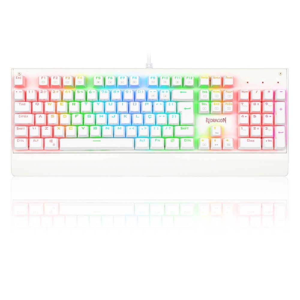Teclado Mecanico Gamer Redragon Kala Lunar, RGB, Switch Red, ABNT2, USB, Branco