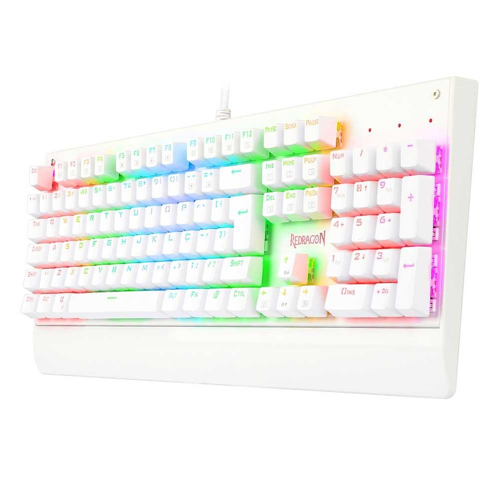 Teclado Mecanico Gamer Redragon Kala Lunar, RGB, Switch Red, ABNT2, USB, Branco