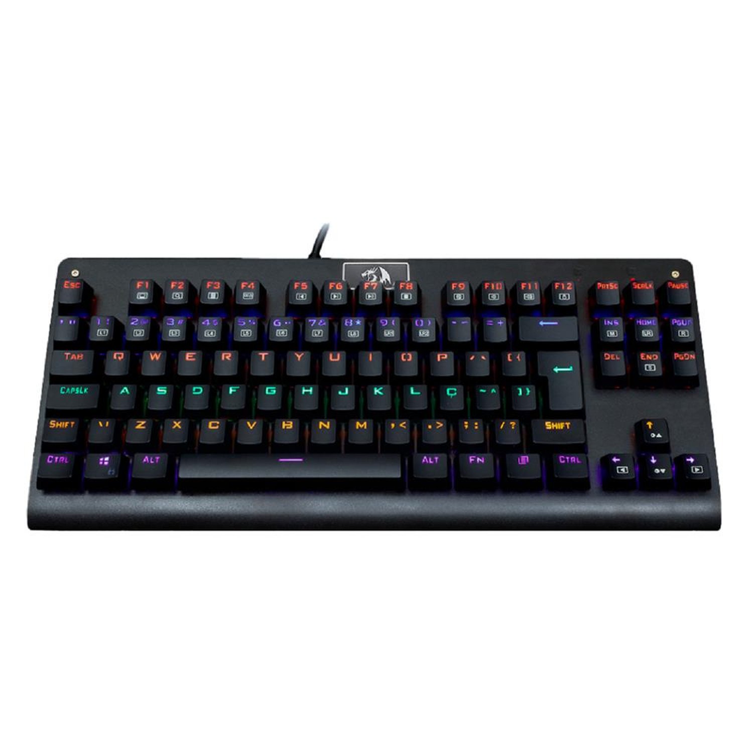 Teclado Mecânico Redragon Dark Avenger Tkl, Led Rainbow, Switch Blue, Abnt2, Usb, Preto