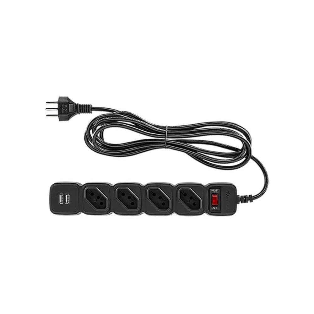 Filtro De Linha Intelbras Epe 204 4824205 4t E 2 Usb Cabo 1 Metro Preto