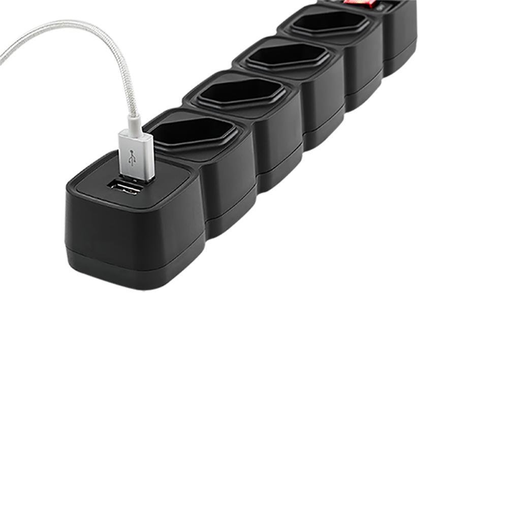 Filtro De Linha Intelbras Epe 204 4824205 4t E 2 Usb Cabo 1 Metro Preto