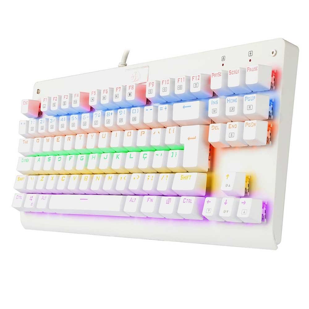 Teclado Mecanico Redragon Dark Avenger Branco Switch Marrom - K568w-r