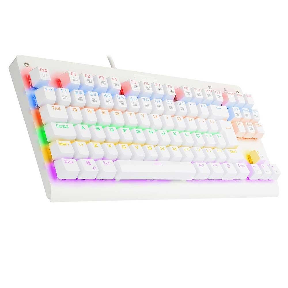 Teclado Mecanico Redragon Dark Avenger Branco Switch Marrom - K568w-r