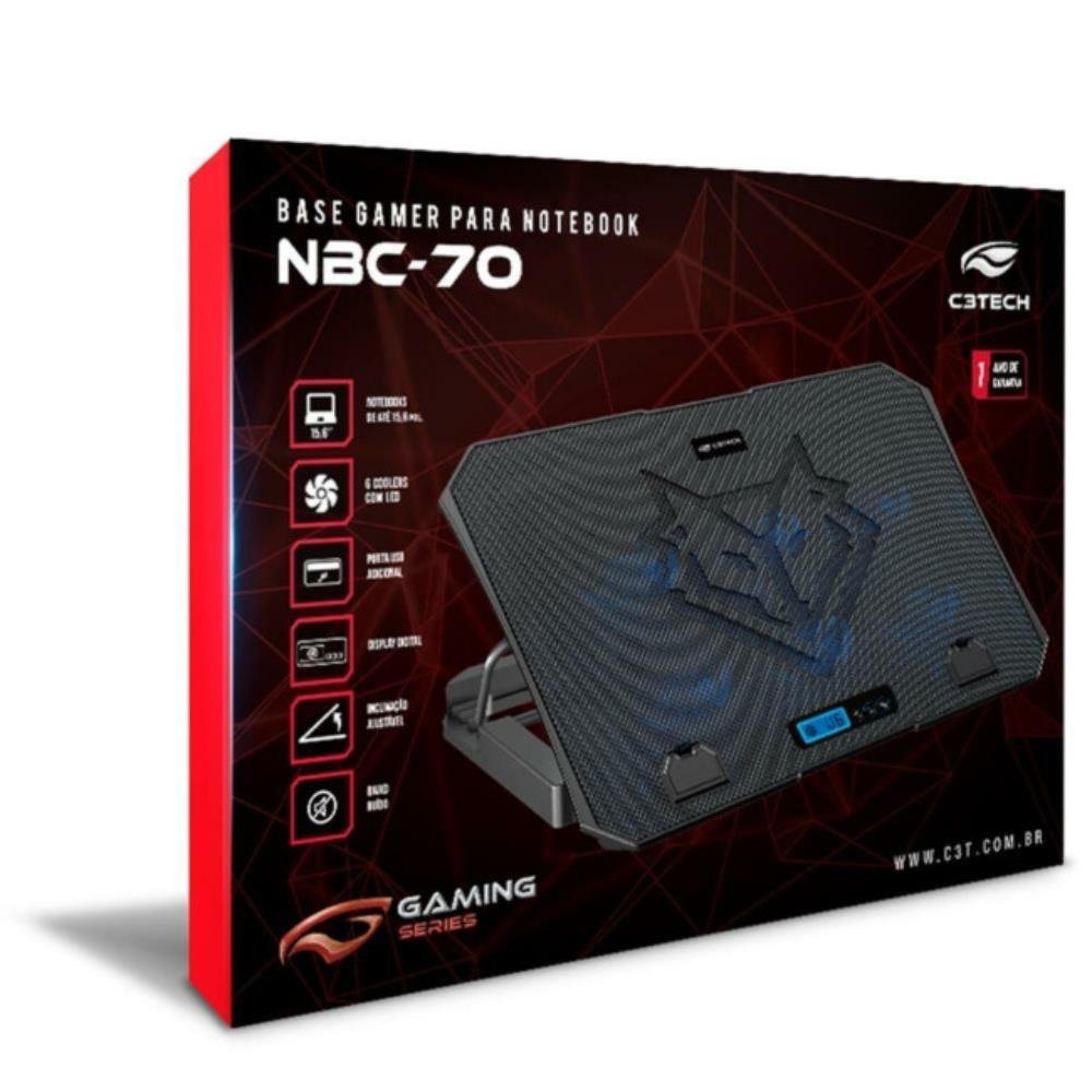 Base p/ notebook gamer c3tech 15,6" - nbc-70bk
