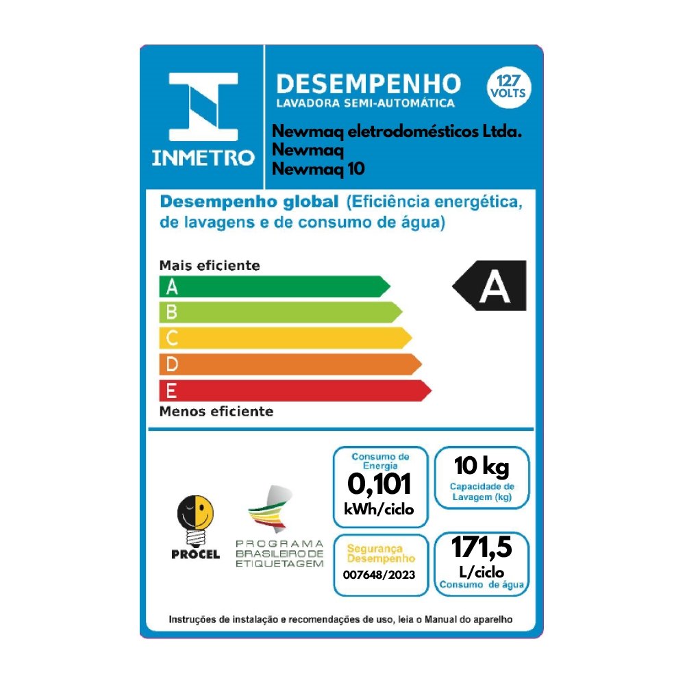 Tanquinho/Máquina de Lavar Roupas Semi-Automática 20,5Kg Newmaq Preta, 110V
