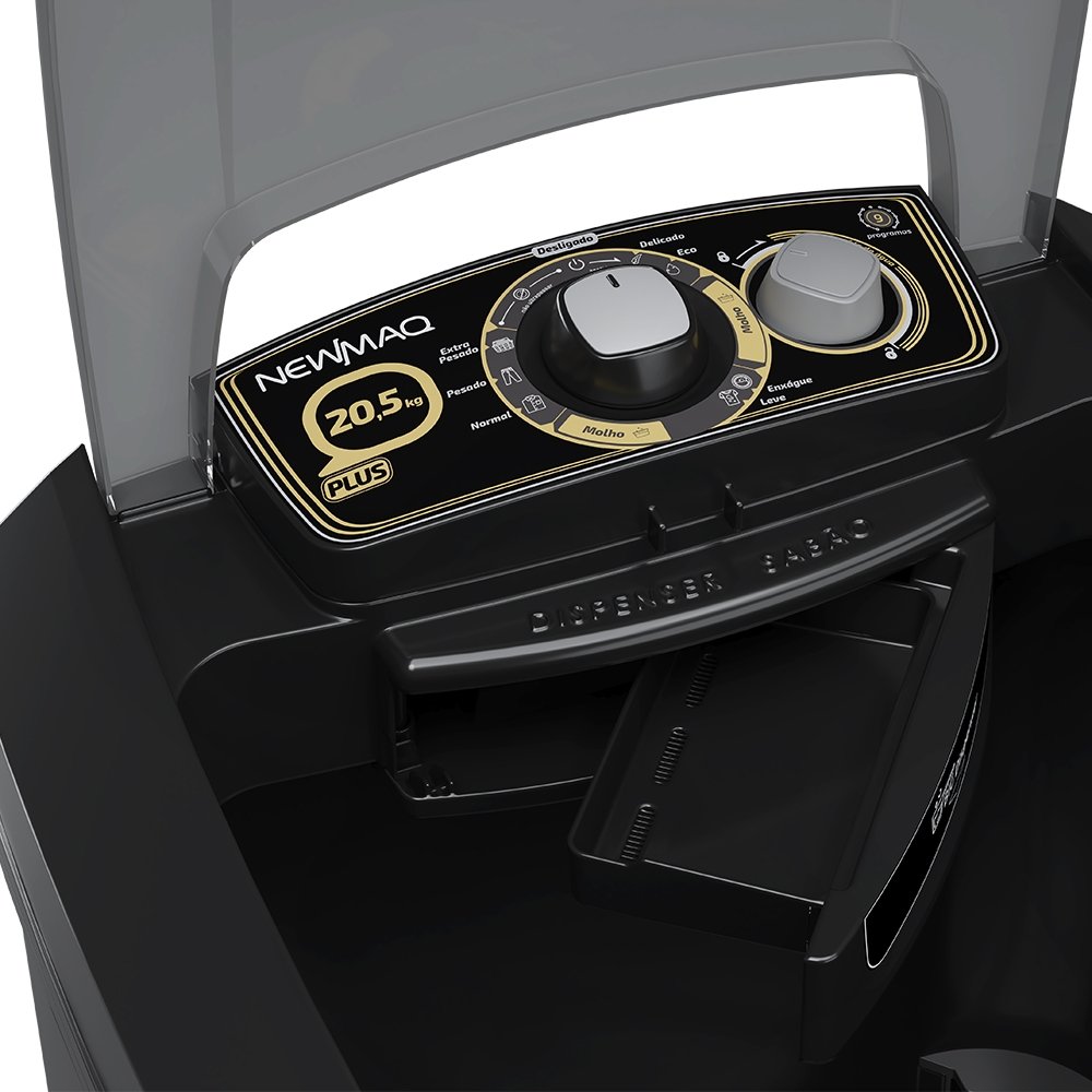 Tanquinho/Máquina de Lavar Roupas Semi-Automática 20,5Kg Newmaq Preta, 220V