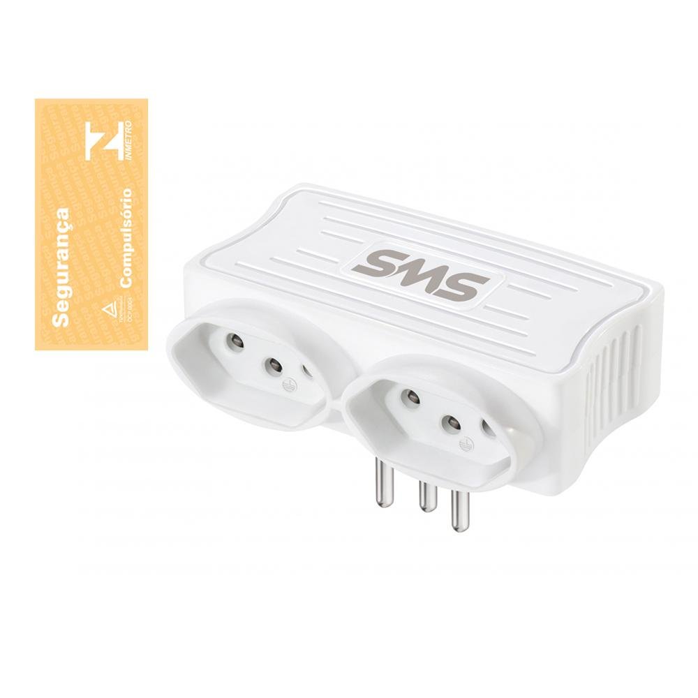 Carregador Sms 62333 Bivolt 2t 10a + 2 Usb Branco Blister