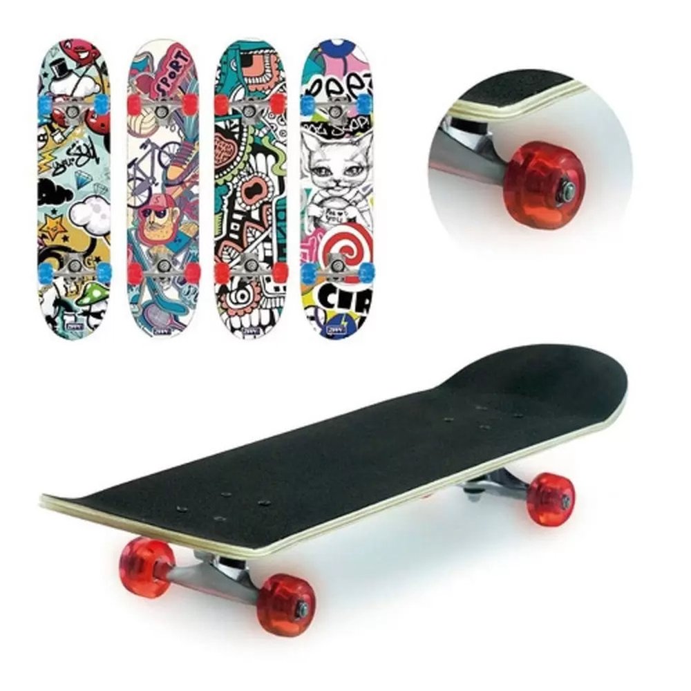 Skate Semi Profissional Suporta Até 100kg Estampa Colorida Sortida Zippy Toys