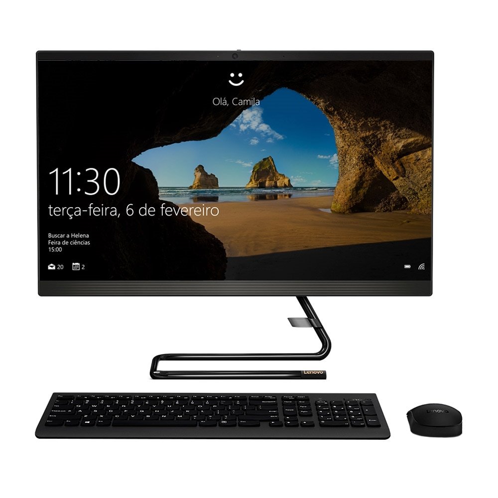 Computador All In One Lenovo A340 i5-8265U, Intel Core i5, 4GB RAM, 1TB, Tela 23.8", Full HD e Windows 10