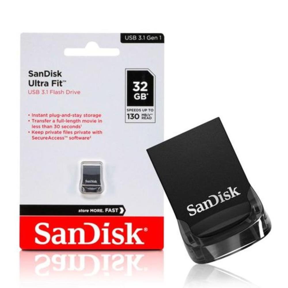 Pendrive 32GB SanDisk Ultra Fit, Micro USB 3.2, Preto, SDCZ430-032G-G46