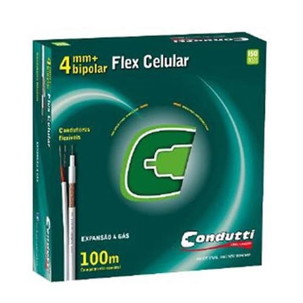 Cabo coaxial 4mm 80% malha 2x26awg com alimentacao prof condutti cx 100m