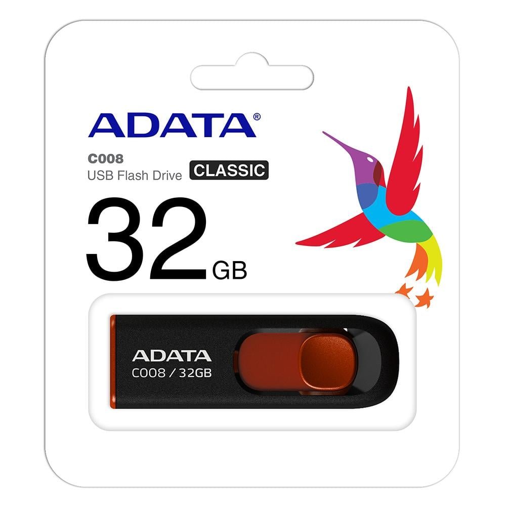 Pendrive Adata Ac008-32gb Preto Vermelho Ac008-32g-rkd