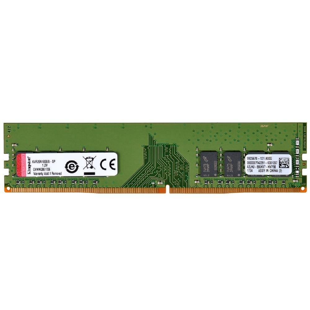 Memoria Kingston, 8GB, 2666MHz, DDR4, CL19, KVR26N19S8/8